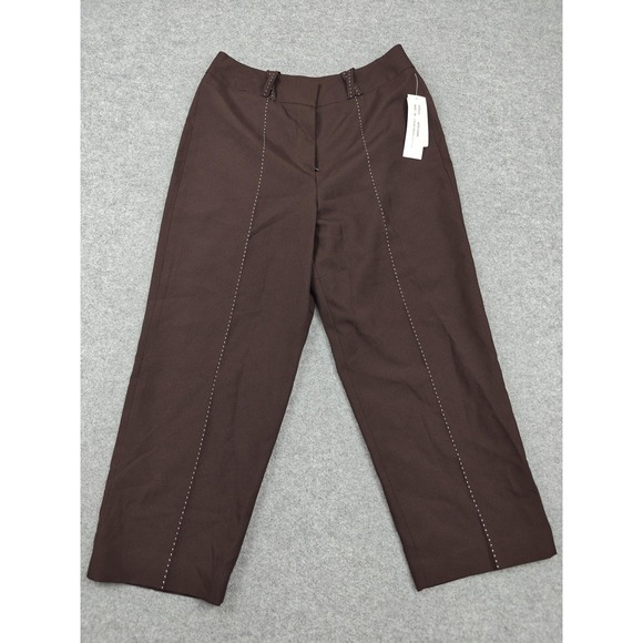 Larry Levine Pants - Larry Levine Pants Womens 10 Brown Twill Stretch Dress Studded Ankle Career New‎